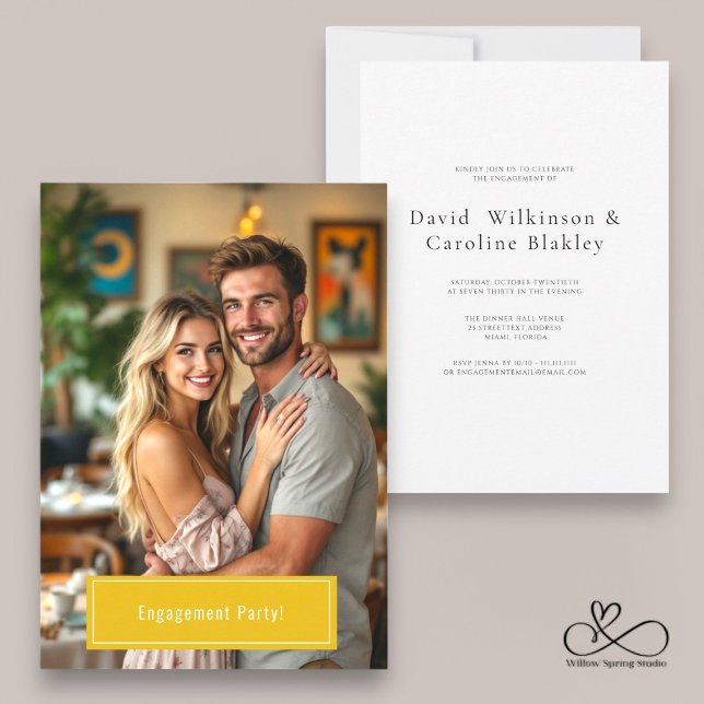 convite de festas simples moderno de engajamento d (modern simple personalized  engagement party invitation , fully ediatbale to suite your needs)