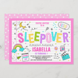 Convite de festas Sleepover Slumber Partido Pajama