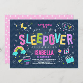 Convite de festas Sleepover Slumber Partido Pajama