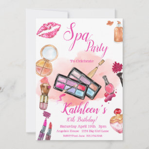 Convite de festas Spa, Aniversário Editável Qualqu