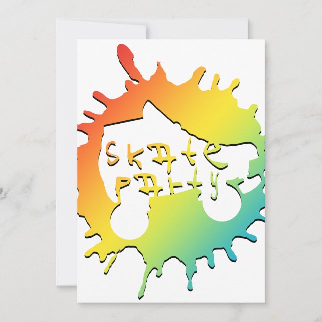 convite de festas Splatz do skate (Frente)