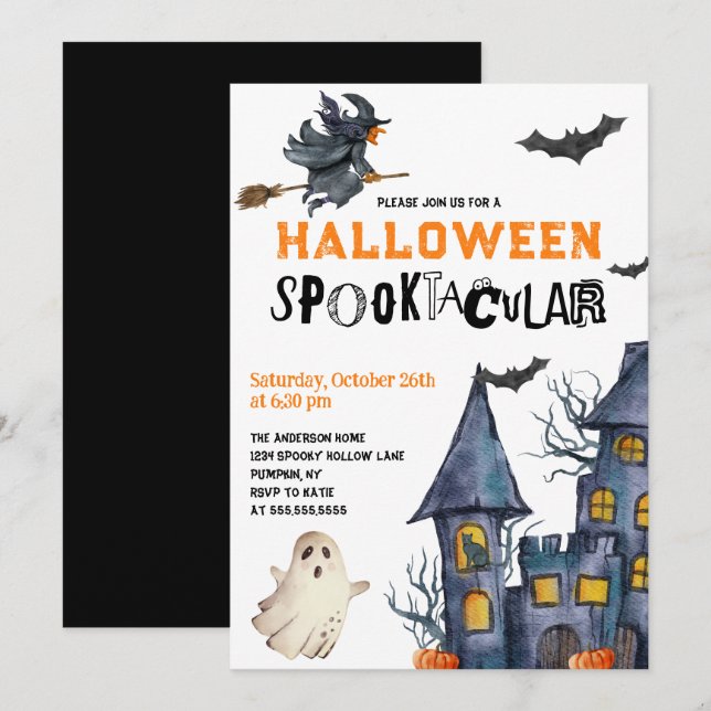 Convite de festas Spooktacular do Halloween (Frente/Verso)