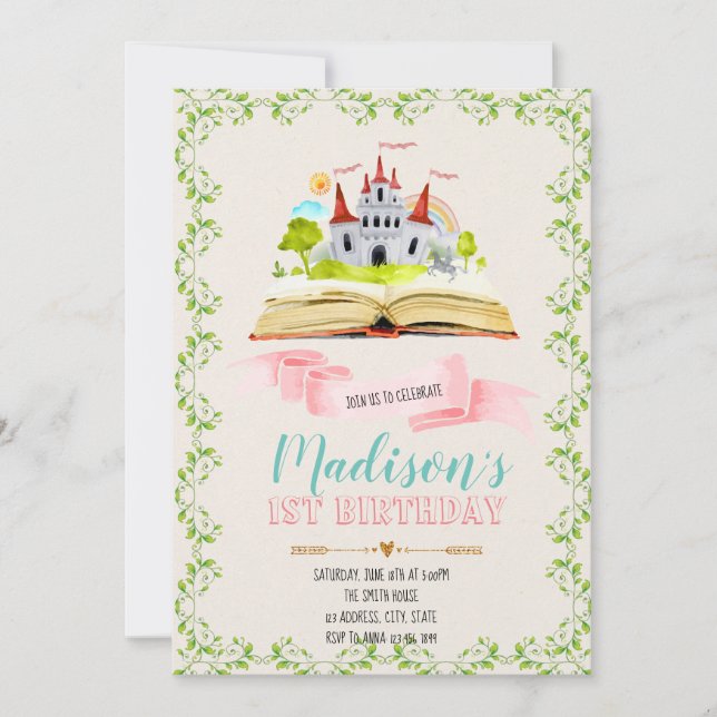 convite de festas Storybook (Frente)