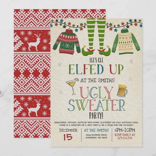 Convite de festas Suave Feita De Natal (Frente/Verso)