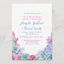 Convite de festas Suculto Pastel casamento no inve