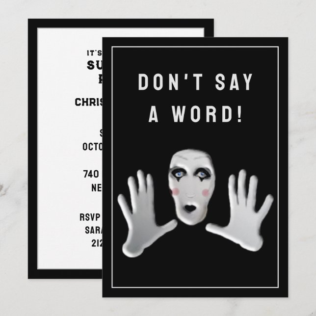 Convite de festas surpresa (Frente/Verso)