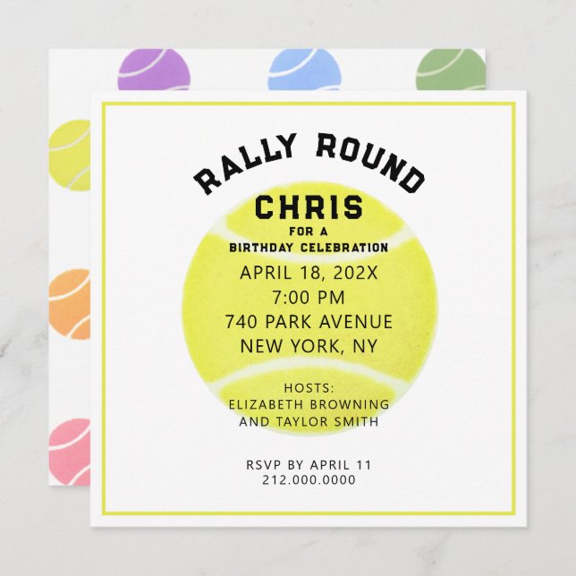 Convite de festas tênis (Frente/Verso)