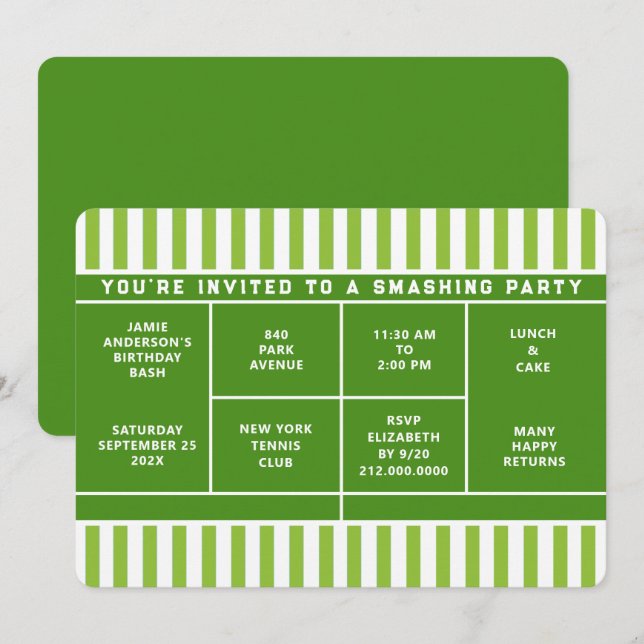 Convite de festas tênis (Frente/Verso)