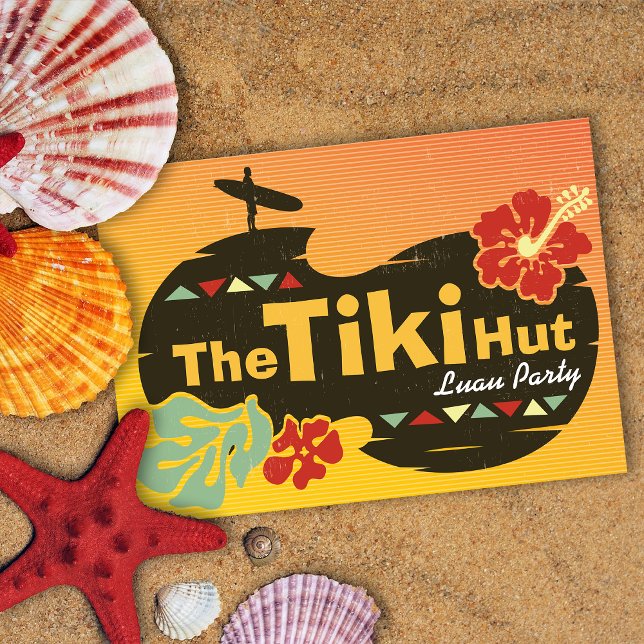 Convite de festas Tiki Hut Luau (Criador carregado)
