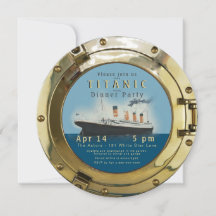 Convite de festas Titanic Porthole