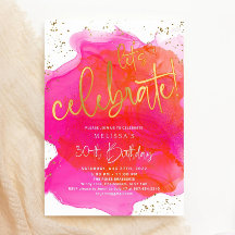 Convite de festas Tropical Brunch Editável Rosa Or