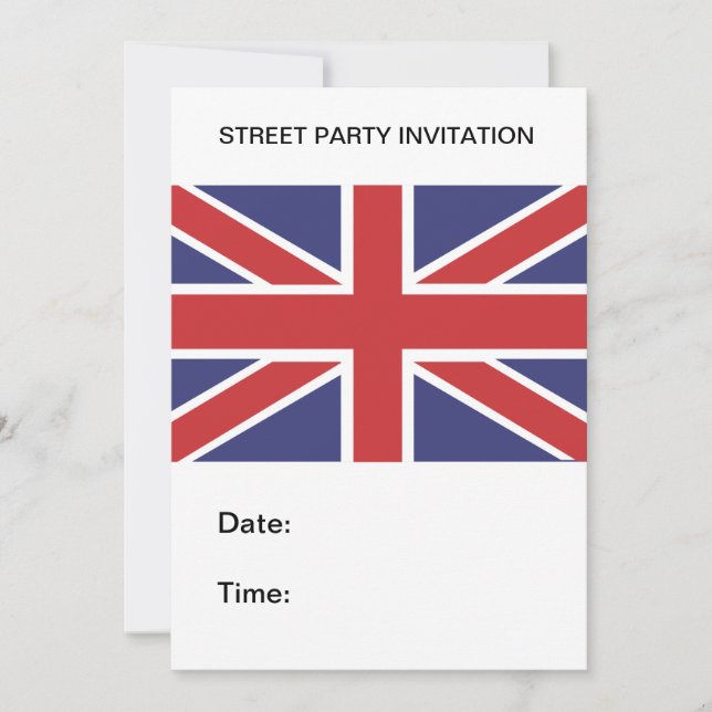 Convite de festas Union Jack Street (Frente)