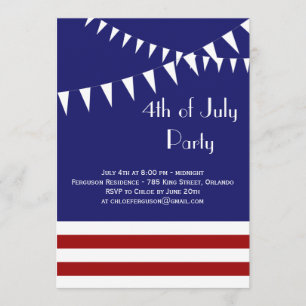 Convite de festas vermelho, branco e azul de 4 de 