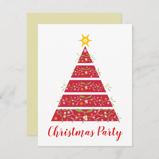 Convite de festas vermelho de árvore de natal Mist (Frente/Verso)