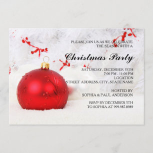Convite de festas vermelho de Chrismas dos Baubles