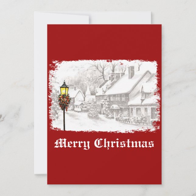 Convite de festas Vintage ChristmasTown (Frente)