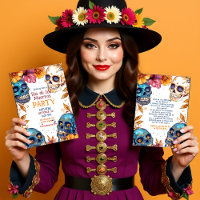 convite de festas 💀 Watercolor Día de Muertos