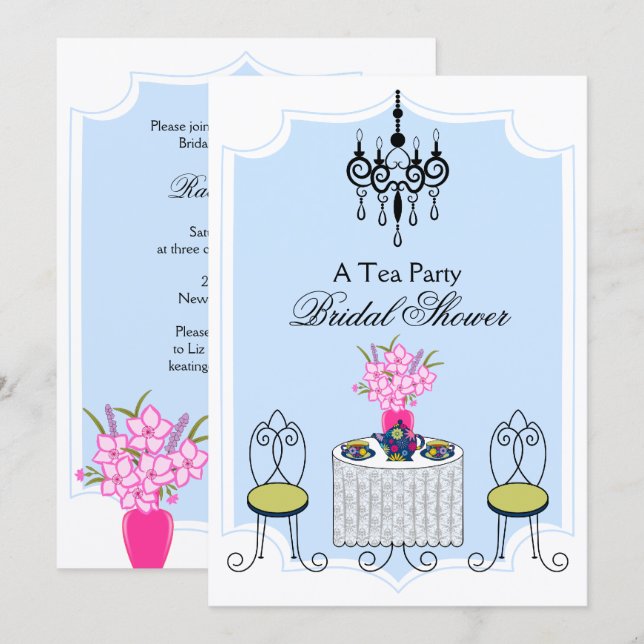Convite de festas Whimsical Tea - Personalizado V2 (Frente/Verso)