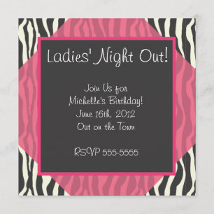 Convite de festas Zebra Rosa
