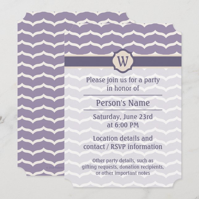 Convite de festas Zigzag florescido (Frente/Verso)