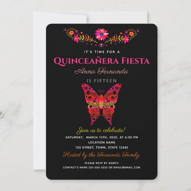 Convite de Fiesta Quinceañera (Frente)