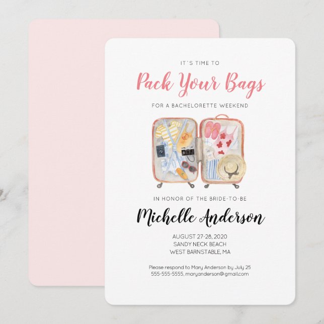 Convite de Fim de Semana da Bagagem de Água (Frente/Verso)