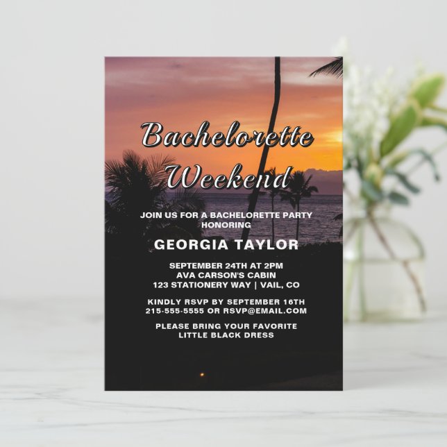 Convite de Fim de Semana de Bachelorette Tropical  (Em pé/Frente)