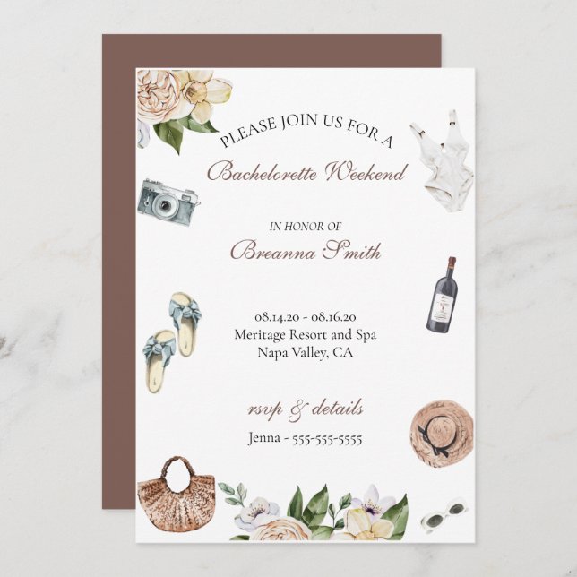 Convite de Fim de Semana de Bachelorette Winery (Frente/Verso)