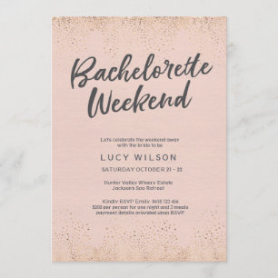 Convite de Fim de Semana do Bachelorette Rosa-Blus