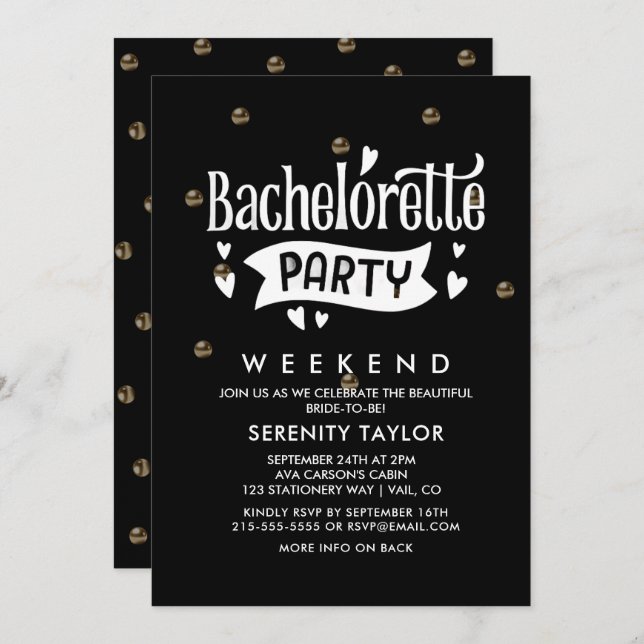 Convite de Fim de Semana do Glam Bachelorette Dour (Frente/Verso)