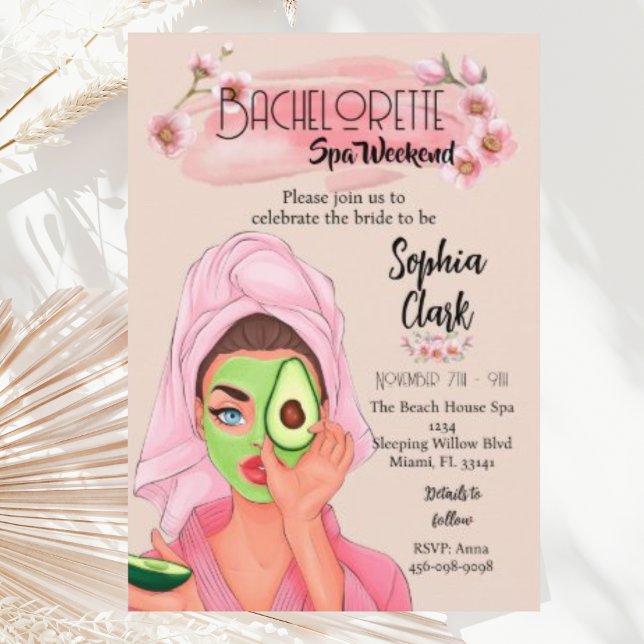 Convite De Fim De Semana Do Spa Blush Bachelorette (Criador carregado)