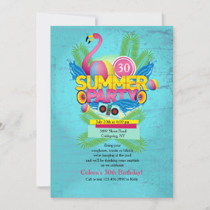 Convite de Flamingo para Festa de Verão