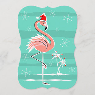 Convite de Flamingo Stripe de Natal vertical