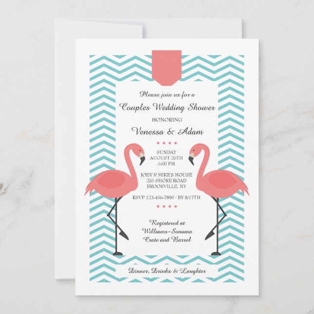 Convite de Flamingos Escarlate (Frente)