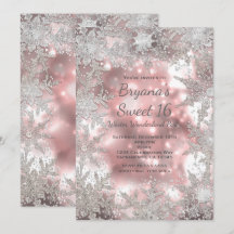 Convite de Floco de Neve do Mundo de Inverno Prata