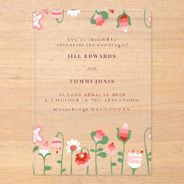 Convite de Flor de Casamento Floral Acrílico