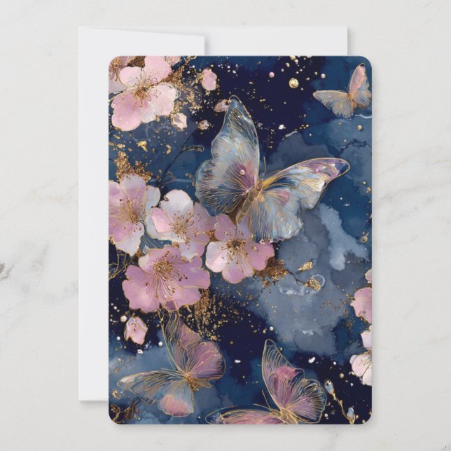 Convite de Flor de Cerejeira Rosa – Árvore Sakura (Frente)