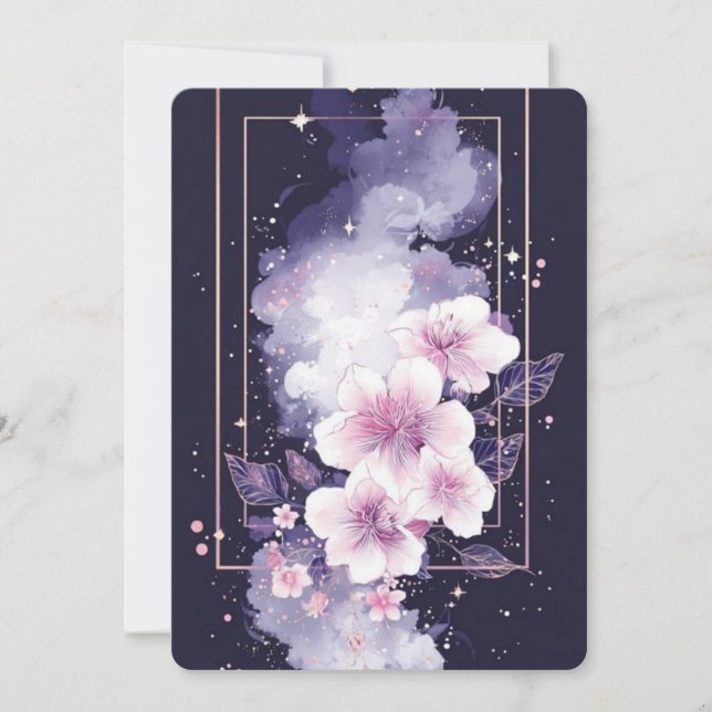 Convite de Flor de Cerejeira Rosa – Árvore Sakura (Frente)