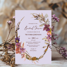 Convite de Flor Silvestre de Aguarela Lavanda