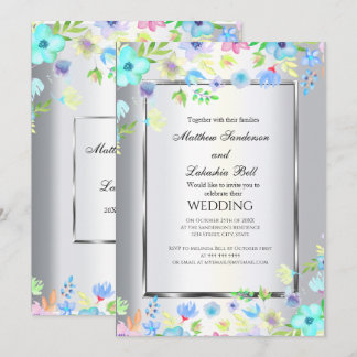 Convite de flores de casamento elegante moderno