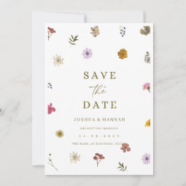 Convite de flores prensadas para salvar a data