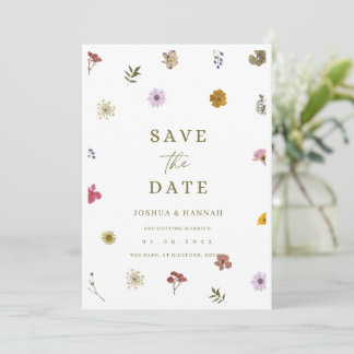 Convite de flores prensadas para save the date