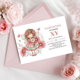 Convite de Flores Rosa para o 2º Aniversário da Me