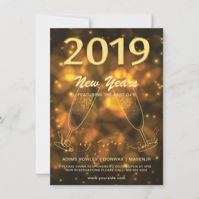 Convite de Flyer para Festa de Ano Novo (Frente)