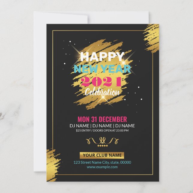 Convite de Flyer para Festa de Ano Novo (Frente)