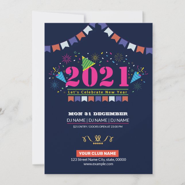 Convite de Flyer para Festa de Ano Novo (Frente)