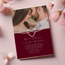 Convite De Foil De Casamento Burgundy, rosa Dourad