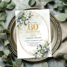 Convite de Folha Boêmia para Aniversário de 60 ano