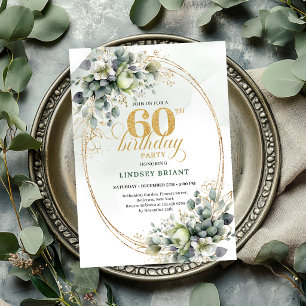 Convite de Folha Botânica de Aniversário de 60 ano