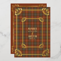 Convite de Folha de Ouro Fraser Vermelho Desgastad